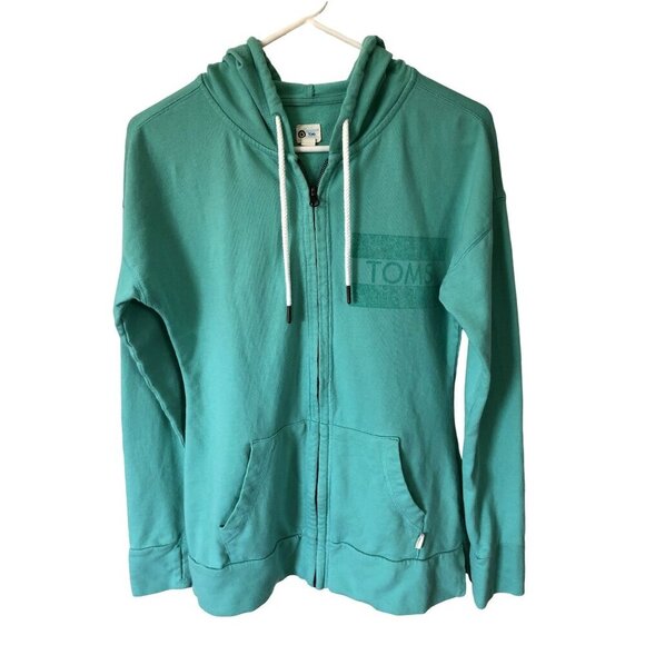 Toms | Size Small Teal Green Full-Zip Hoodie Sweatshirt - Picture 1 of 5